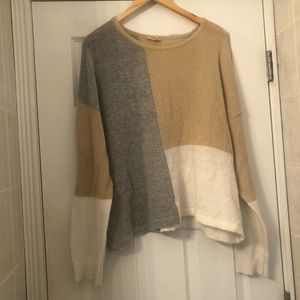 Knit color block neutral sweater